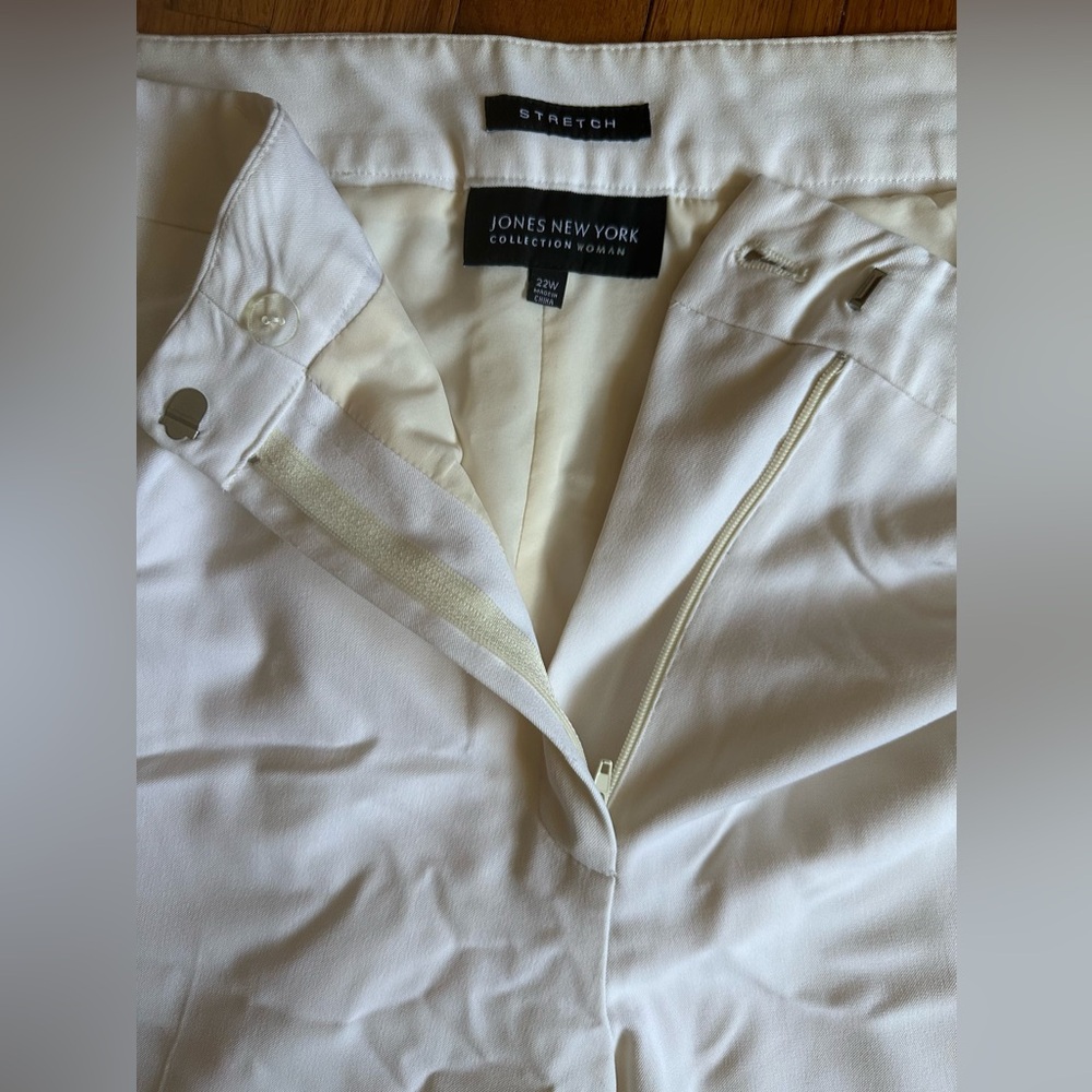 Jones N.Y. Collection Woman Stretch White Dress Pants Lined Summer Trousers 22W - Picture 5 of 15
